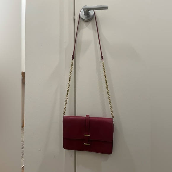 Vintage coach burgundy leather slim clutch crossbody bag - Picture 2 of 8